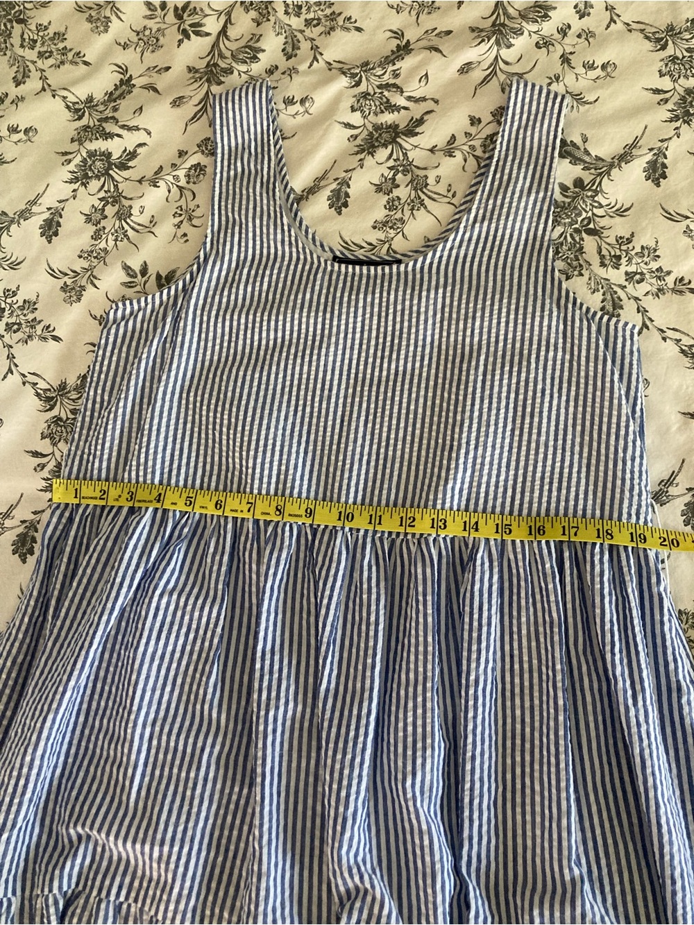Kiel James Patrick / Seaside blue striped seersucker tiered Midi Sundress - Picture 10 of 14
